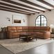 Henry Caramel Leather 7 Piece Modular Zero Gravity Power Reclining Sectional with Power Headrests and USB Charging