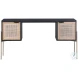 Riverton Black Oak and Natural Rattan Desk