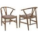 Dinah Brown Danish Y Shaped Back Wishbone Side Chair Set of 2