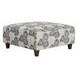 Max Pearl Beige and Blue Performance Fabric Square Cocktail Ottoman