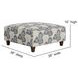 Max Pearl Beige and Blue Performance Fabric Square Cocktail Ottoman
