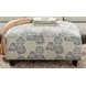 Max Pearl Beige and Blue Performance Fabric Square Cocktail Ottoman