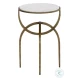 Alicent White And Antique Brass End Table