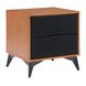 Zarif Black and Walnut Upholstered 2 Drawer Nightstand