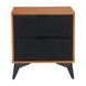Zarif Black and Walnut Upholstered 2 Drawer Nightstand