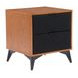 Zarif Black and Walnut Upholstered 2 Drawer Nightstand