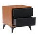 Zarif Black and Walnut Upholstered 2 Drawer Nightstand