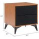 Zarif Black and Walnut Upholstered 2 Drawer Nightstand