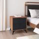 Zarif Black and Walnut Upholstered 2 Drawer Nightstand