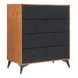 Zarif Black and Walnut Upholstered 4 Drawer Chest