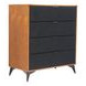 Zarif Black and Walnut Upholstered 4 Drawer Chest