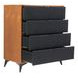 Zarif Black and Walnut Upholstered 4 Drawer Chest