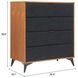 Zarif Black and Walnut Upholstered 4 Drawer Chest