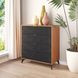 Zarif Black and Walnut Upholstered 4 Drawer Chest