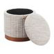 Fije Gray Upholstered Round Storage Ottoman