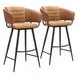 Juno Brown Upholstered Bar Stool Set of 2