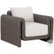 Kairo Louis Cream Performance Fabric Living Room Set With Gray Wooden Frame