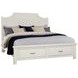 Maple Road Soft White King Scalloped Storage Panel Bed