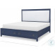 Summerland Inkwell Blue King Upholstered Panel Storage Bed