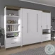 Orion White And Walnut Grey 118" Full Murphy Bed And Multifunctional Storage With Drawers