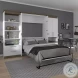 Orion White And Walnut Grey 118" Full Murphy Bed And Multifunctional Storage With Drawers
