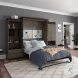 Orion Bark Gray And Graphite 124" Queen Murphy Bed And Multifunctional Storage With Drawers
