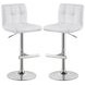 Lenny Chrome And White Adjustable Height Bar Stool Set of 2