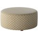 Limelight Mineral Yellow and White Performance Fabric Round Cocktail Ottoman