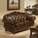 Anondale Espresso Leather 70" Loveseat with Nailhead Trim