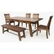 Cannon Valley Medium Brown Upholstered 5 Piece Dining Set with Bench and Nailhead Trim