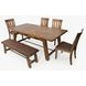 Cannon Valley Medium Brown Upholstered 5 Piece Dining Set with Bench and Nailhead Trim