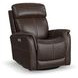 View Dark Blue Leather Swivel Power Recliner with Power Lumbar and USB Charging