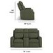 Felix Green Leather 74" Zero Gravity Triple Power Reclining Loveseat with USB Charging and Heat Massage