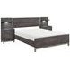 Zephyr Brownish Gray Storage Wall Bedroom Set with Nightstand and LED Lighting