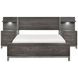 Zephyr Brownish Gray Storage Wall Bedroom Set with Nightstand and LED Lighting