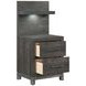 Zephyr Brownish Gray Storage Wall Bedroom Set with Nightstand and LED Lighting