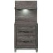 Zephyr Brownish Gray Storage Wall Bedroom Set with Nightstand and LED Lighting