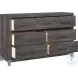 Zephyr Brownish Gray Storage Wall Bedroom Set with Nightstand and LED Lighting