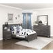Zephyr Brownish Gray Storage Youth Wall Bedroom Set with Nightstand and LED Lighting