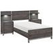 Zephyr Brownish Gray Storage Youth Wall Bedroom Set with Nightstand and LED Lighting
