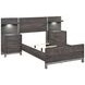 Zephyr Brownish Gray Storage Youth Wall Bedroom Set with Nightstand and LED Lighting
