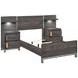 Zephyr Brownish Gray Storage Youth Wall Bedroom Set with Nightstand and LED Lighting