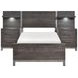 Zephyr Brownish Gray Storage Youth Wall Bedroom Set with Nightstand and LED Lighting