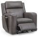 Wyatt Gunmetal Gray Leather Zero Gravity Power Recliner with Power Lumbar and USB Charging