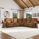 Wyatt Canyon Brown Leather 6 Piece Modular Zero Gravity Power Reclining Sectional with Power Lumbar and USB Charging