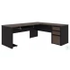 Connexion Antigua And Black 71" L Shaped Desk With Pedestal
