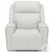 Barnett Cream Leather Power Recliner With Power Headrest And Lumbar