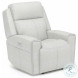 Barnett Cream Leather Power Recliner With Power Headrest And Lumbar