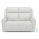 Barnett Cream Leather Power Reclining Loveseat With Power Headrest And Lumbar