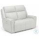 Barnett Cream Leather Power Reclining Loveseat With Power Headrest And Lumbar